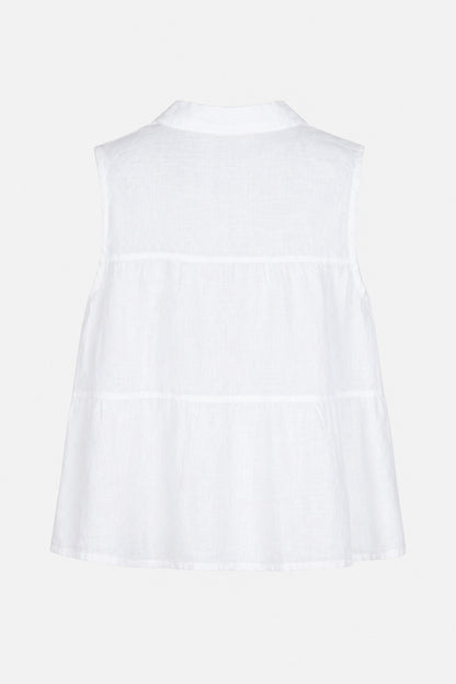 Tiered Sleeveless Linen Shirt