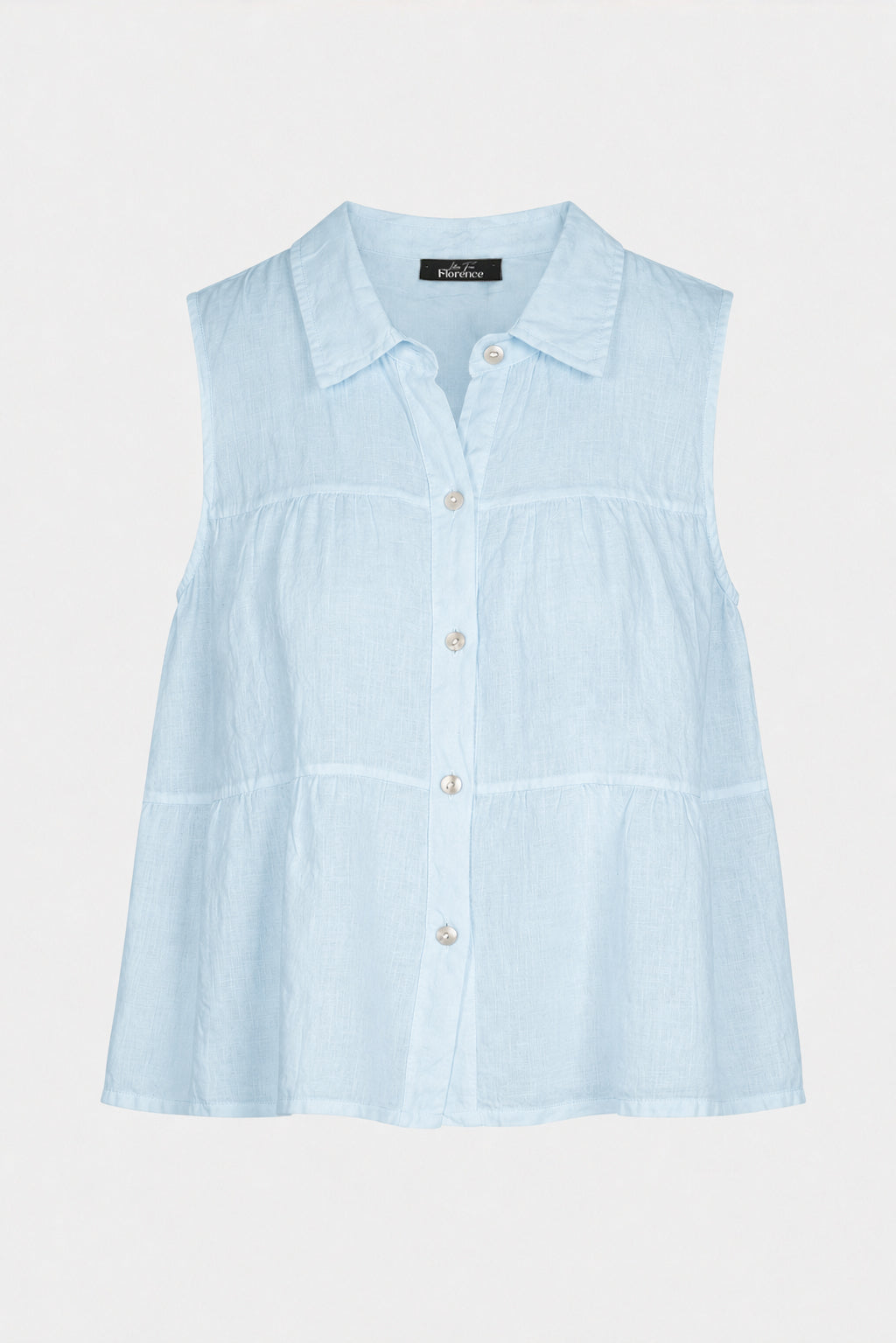 Tiered Sleeveless Linen Shirt