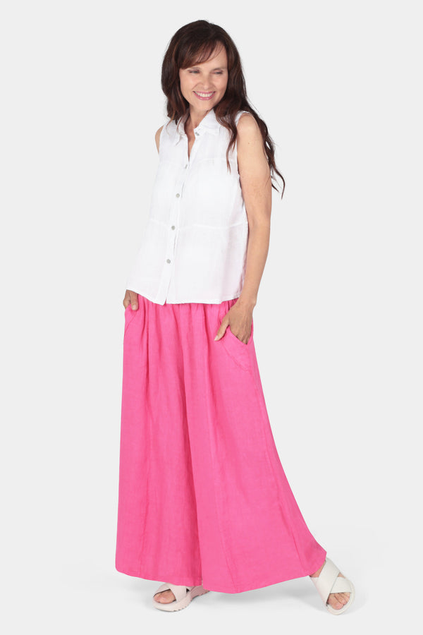 Tiered Sleeveless Linen Shirt