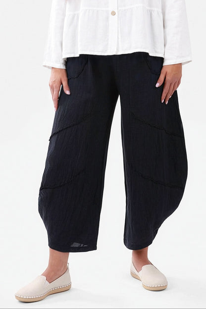 Aladdin Barrel Leg Linen Trousers