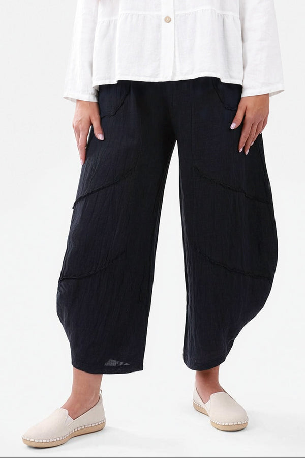 Aladdin Barrel Leg Linen Trousers