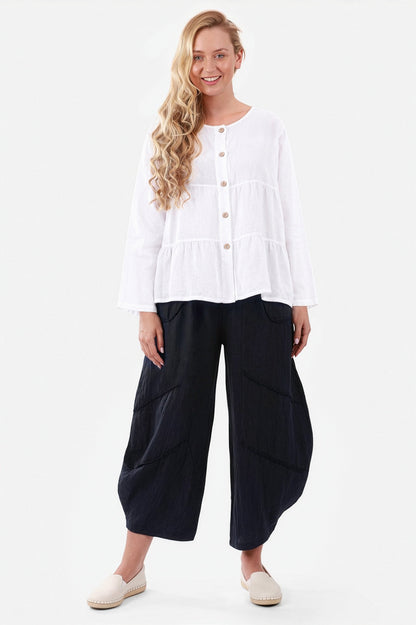 Aladdin Barrel Leg Linen Trousers
