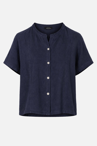 Band Collar Linen Shirt
