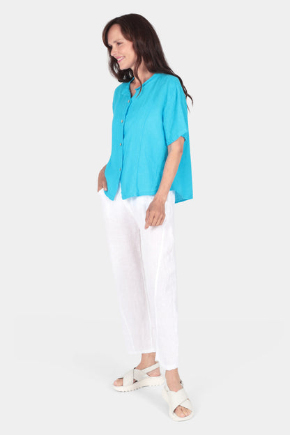 Band Collar Linen Shirt