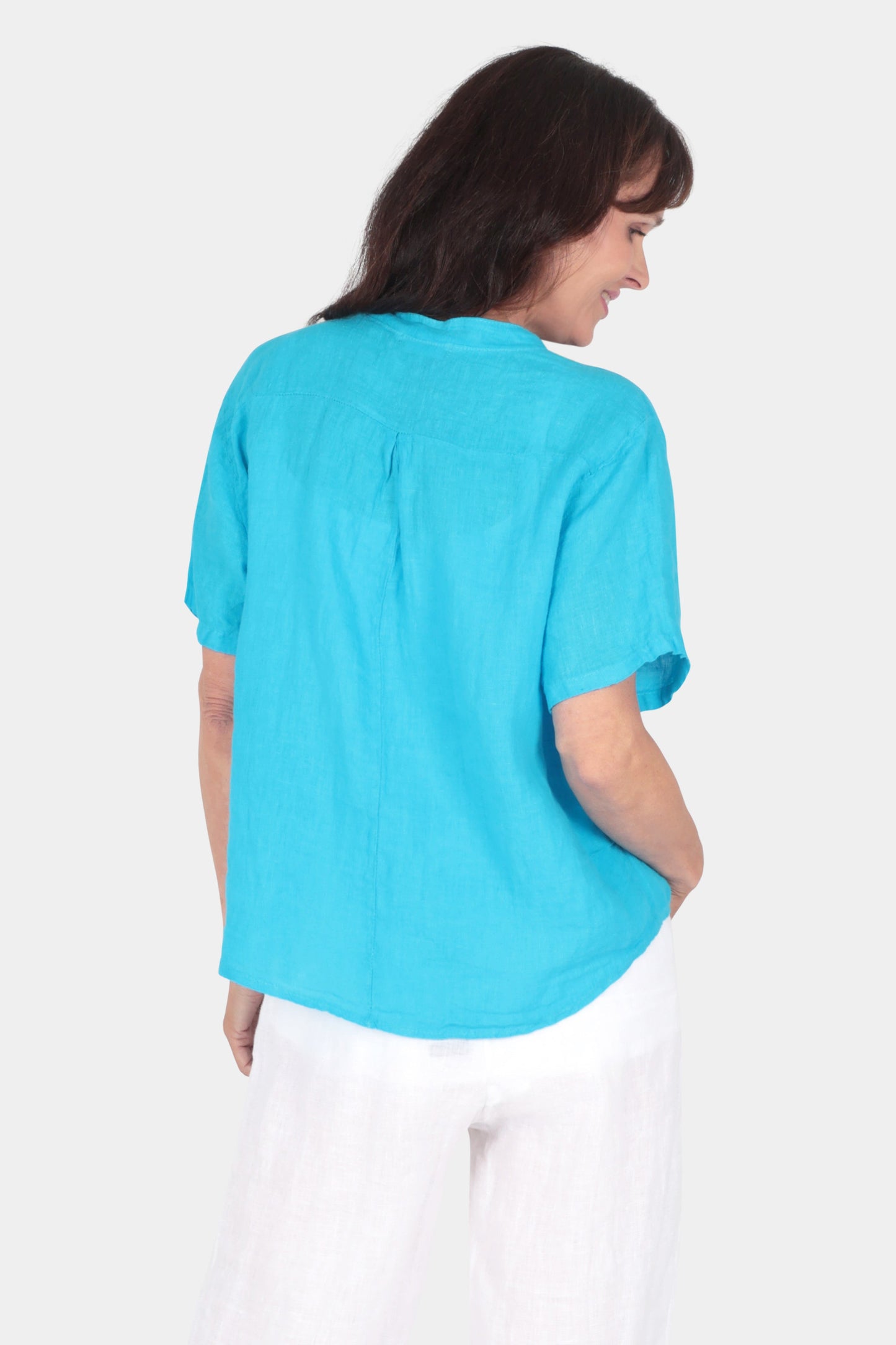 Band Collar Linen Shirt