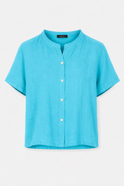 Band Collar Linen Shirt
