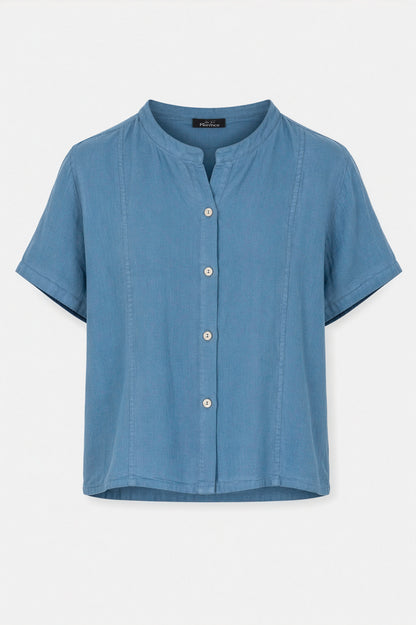Band Collar Linen Shirt