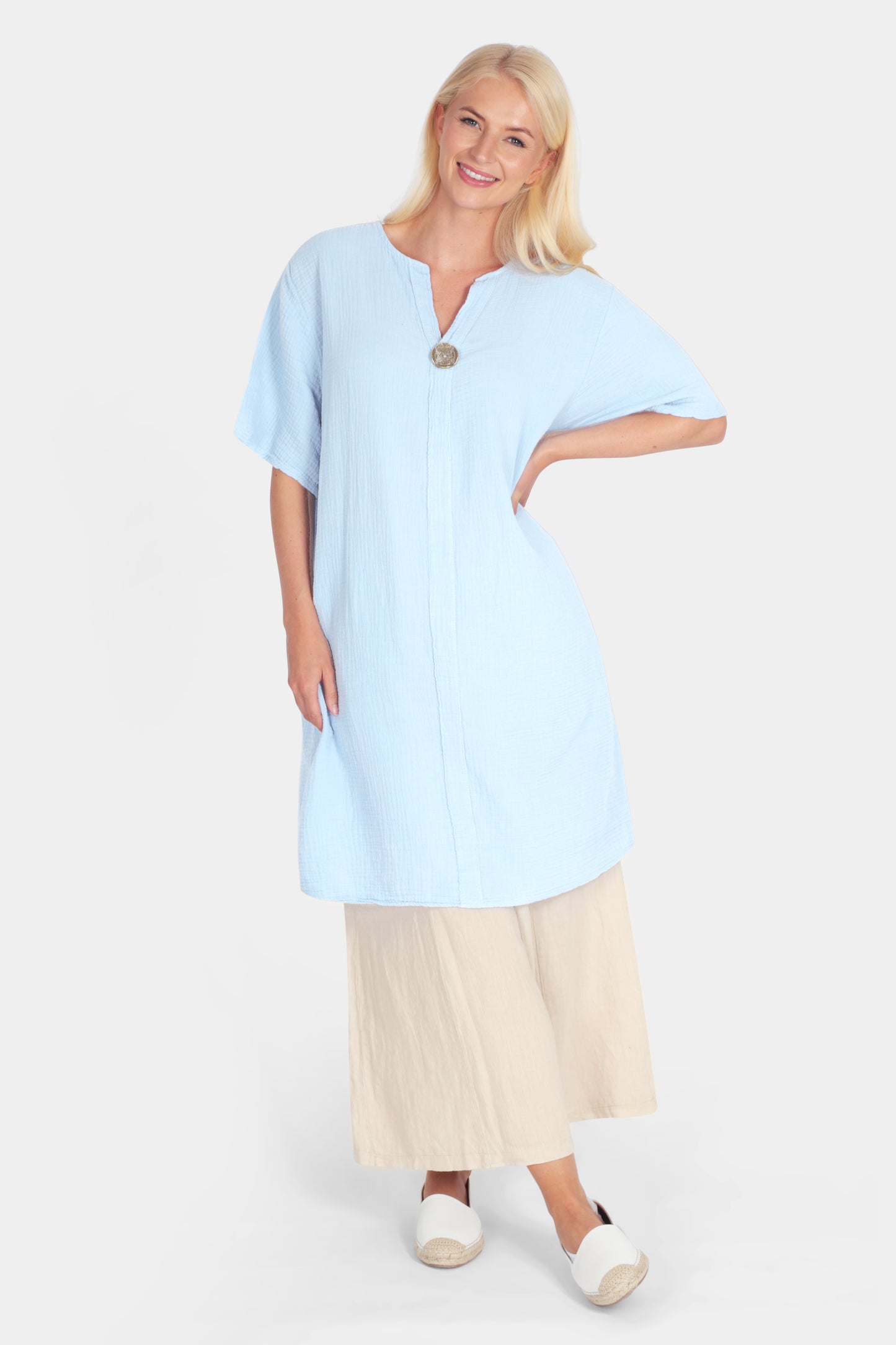 Gia Notch Neck Tunic Dress