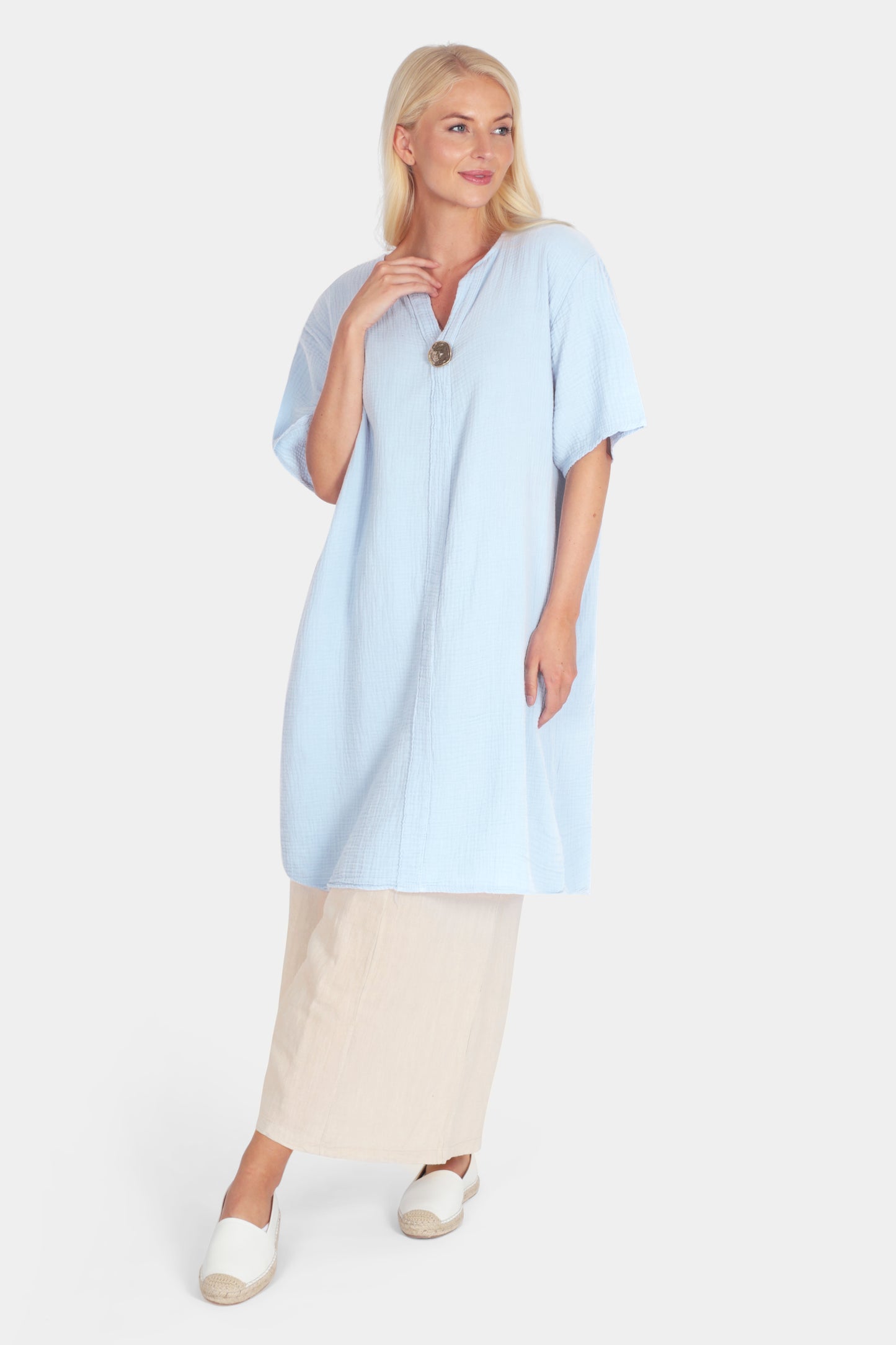 Gia Notch Neck Tunic Dress