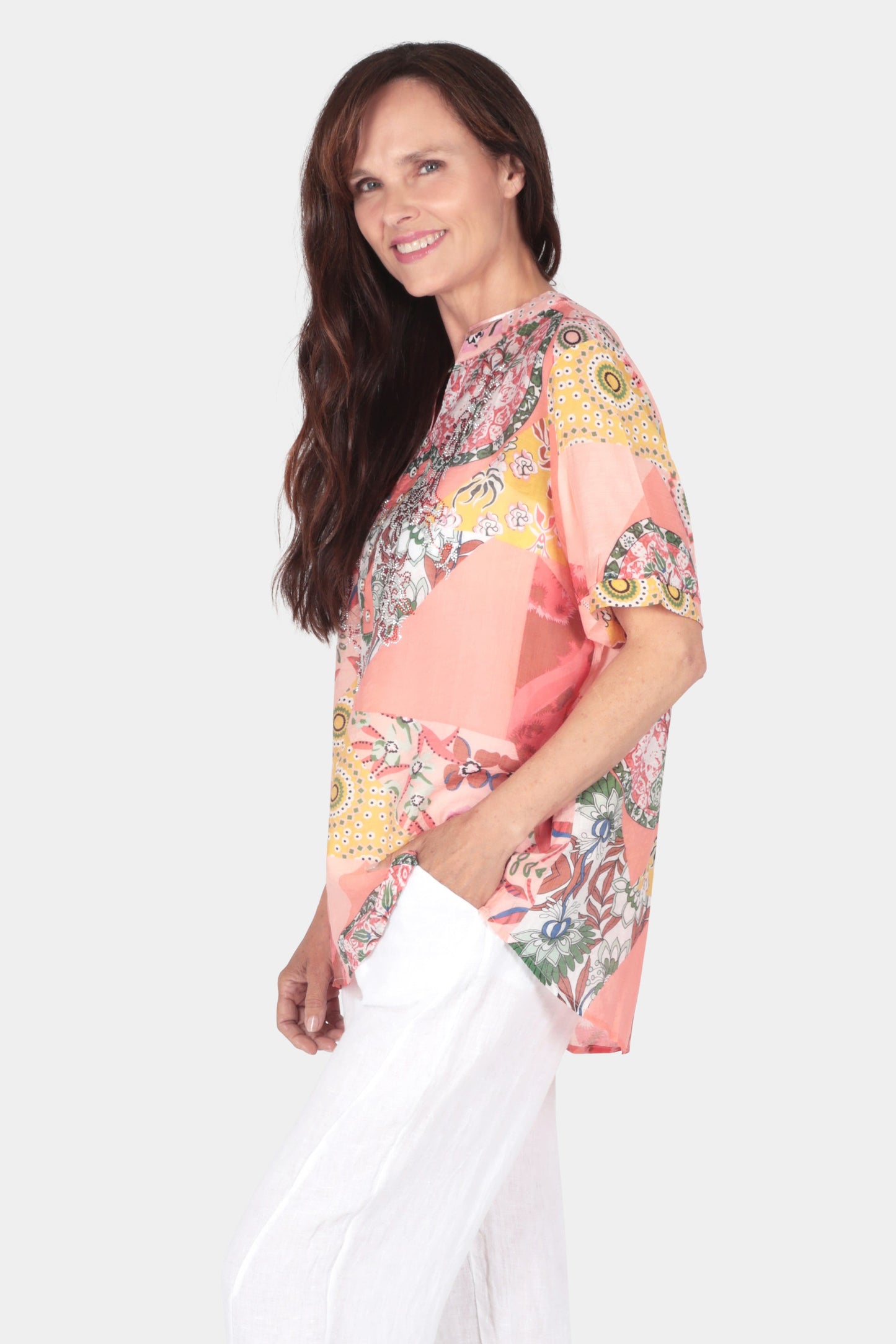 Capri Garden Short Sleeve Blouse