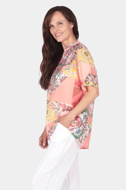 Capri Garden Short Sleeve Blouse