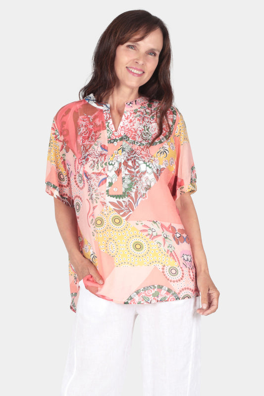 Capri Garden Short Sleeve Blouse