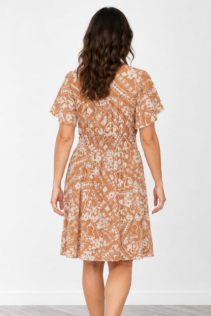 Shirred Waist Tea Dress