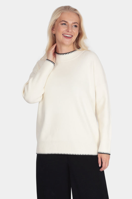 Contrast Trim High Neck Jumper