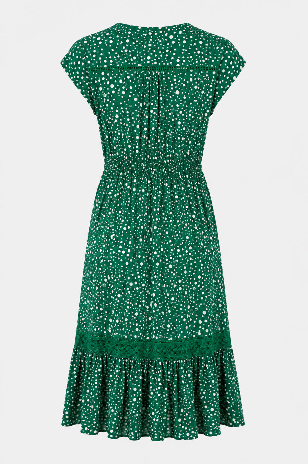 Lace Trim Button Front Midi Dress
