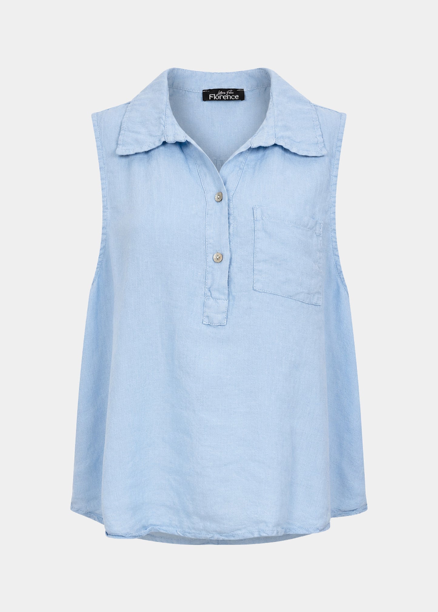 Linen Sleeveless Collar Top