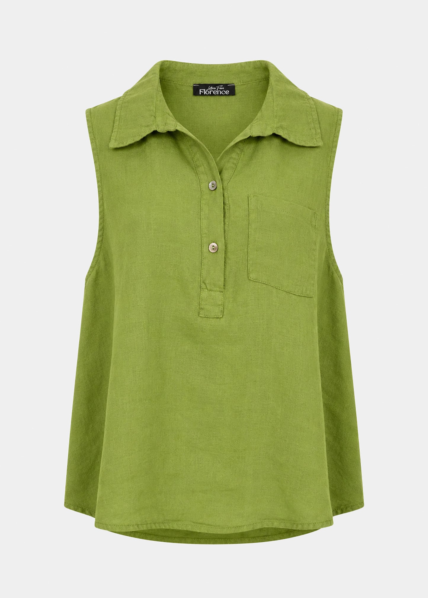 Linen Sleeveless Collar Top