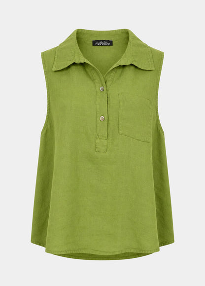 Linen Sleeveless Collar Top