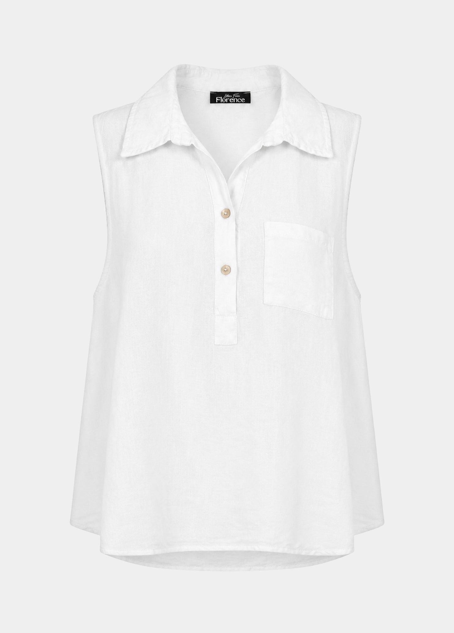 Linen Sleeveless Collar Top