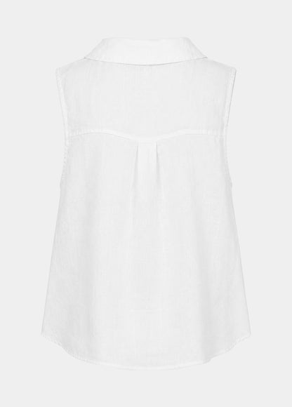 Linen Sleeveless Collar Top