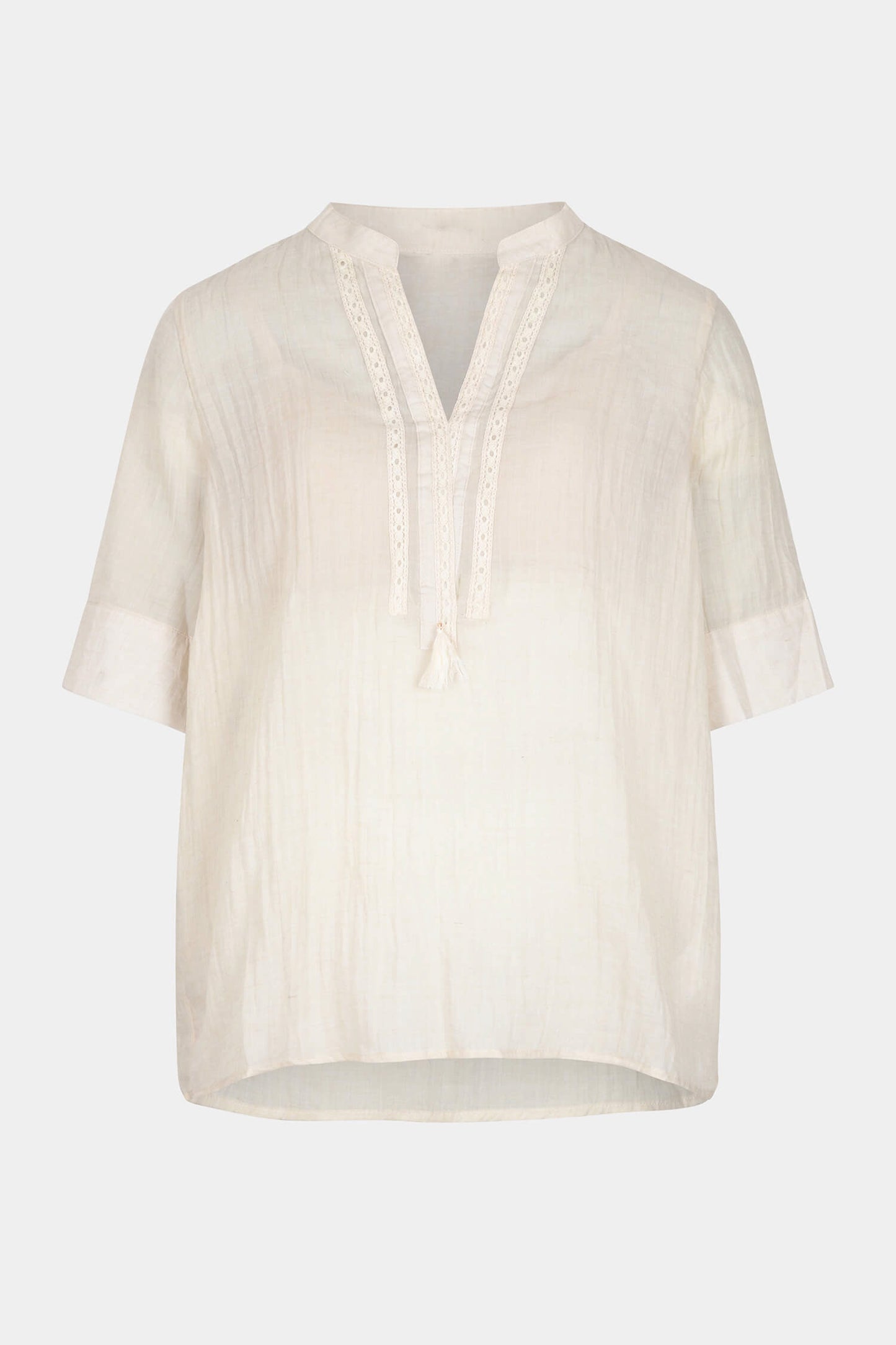 Tassel Neck Silk Blend Blouse