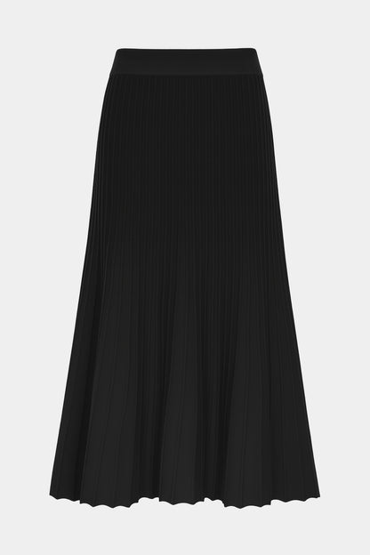 Soft Knit Pleated Midi Skirt