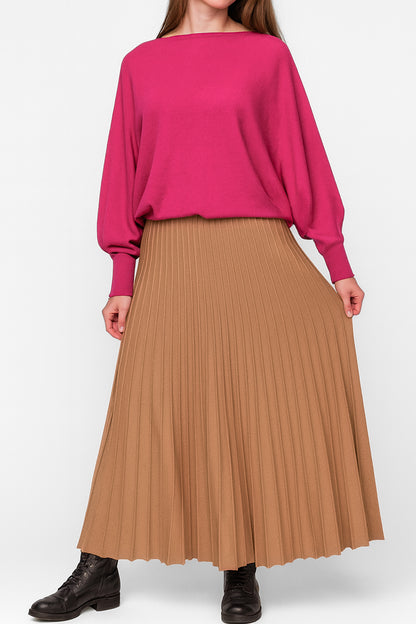 Soft Knit Pleated Midi Skirt