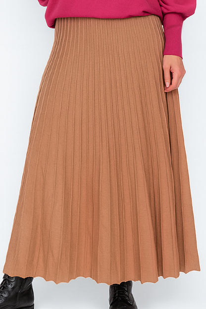 Soft Knit Pleated Midi Skirt