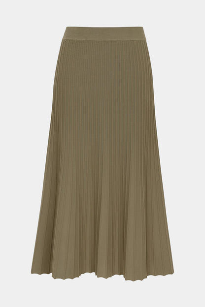 Soft Knit Pleated Midi Skirt