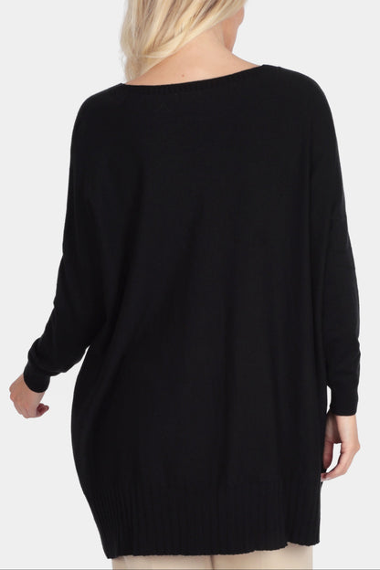 Two Pocket Fine Knit V Tunic