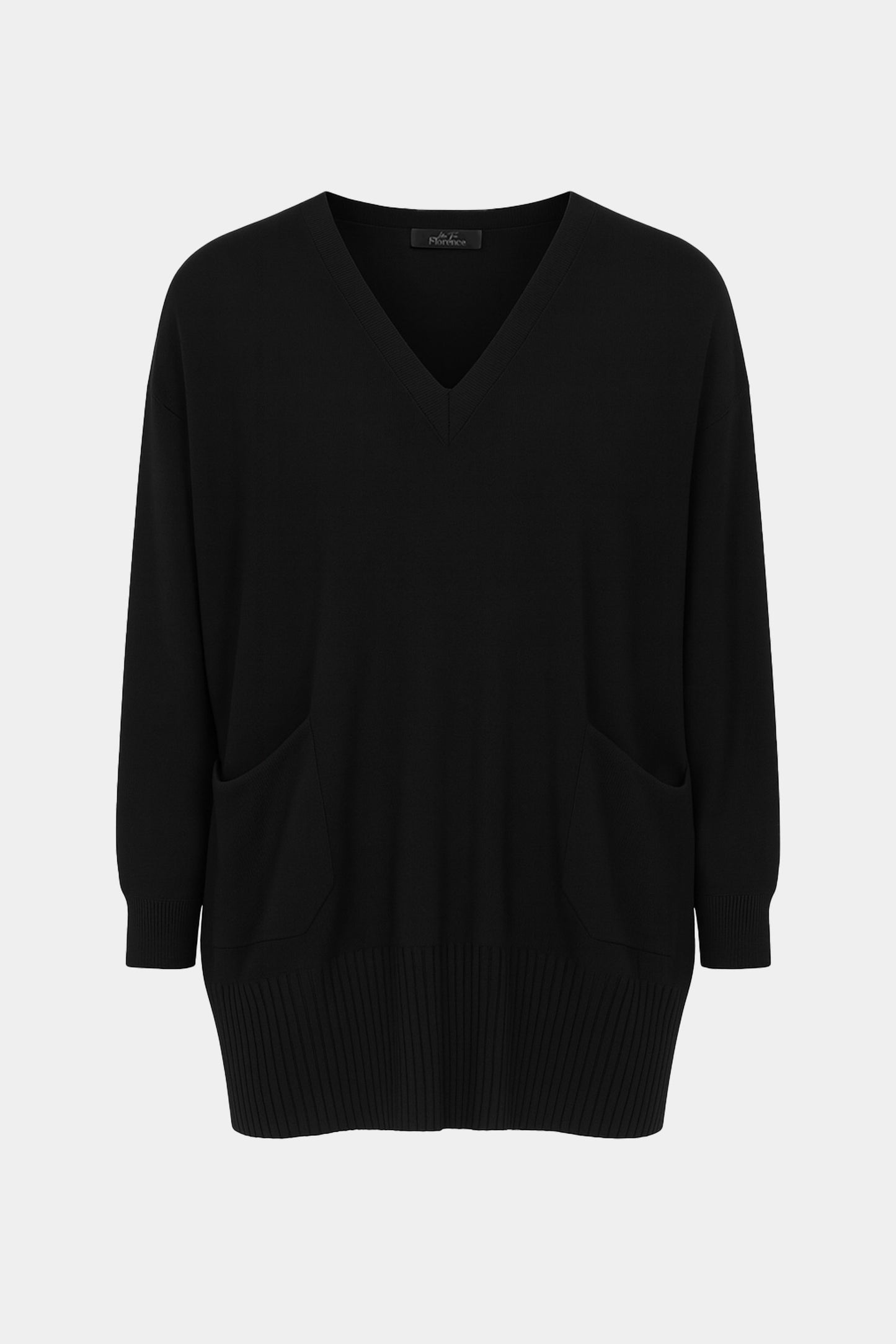 Two Pocket Fine Knit V Tunic