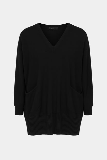 Two Pocket Fine Knit V Tunic