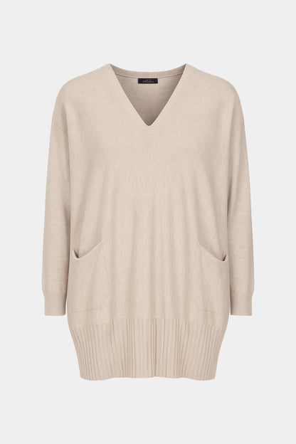 Two Pocket Fine Knit V Tunic