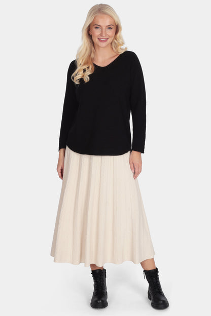 Soft Knit Cable Pleat Skirt