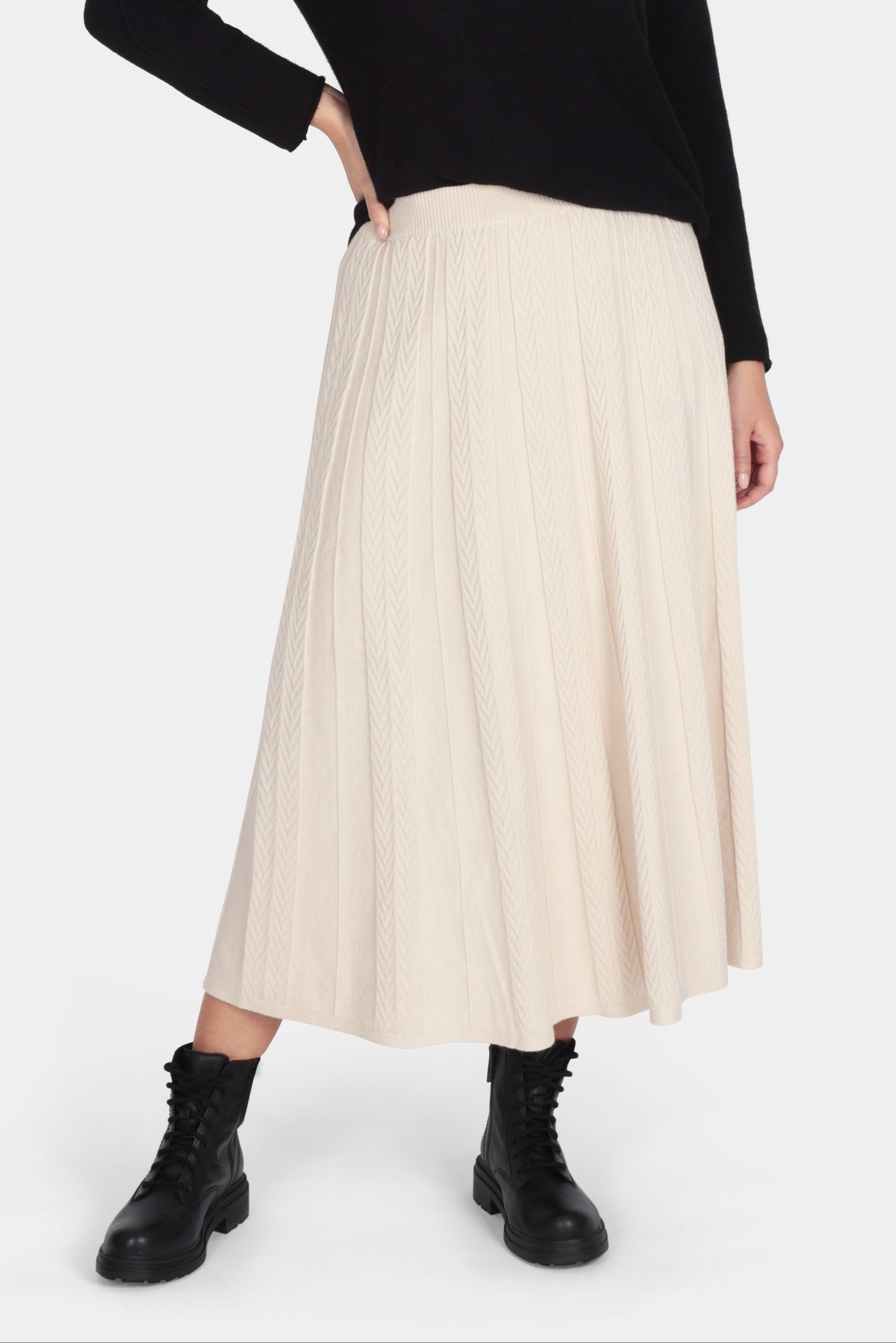 Soft Knit Cable Pleat Skirt