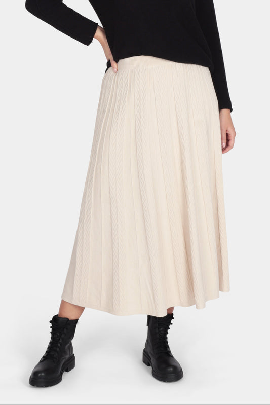 Soft Knit Cable Pleat Skirt
