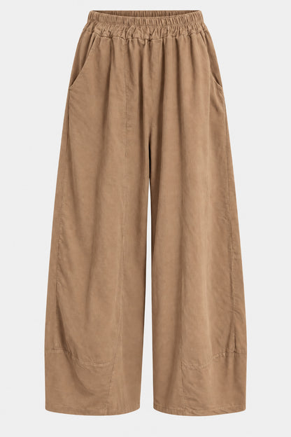 Curved Hem Cotton Cord Trousers