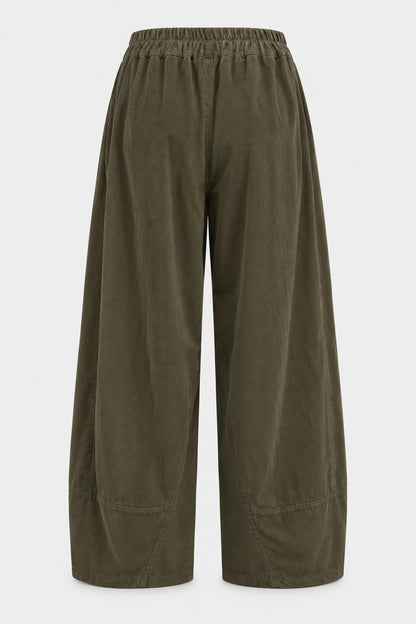 Curved Hem Cotton Cord Trousers