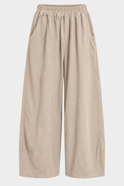 Curved Hem Cotton Cord Trousers