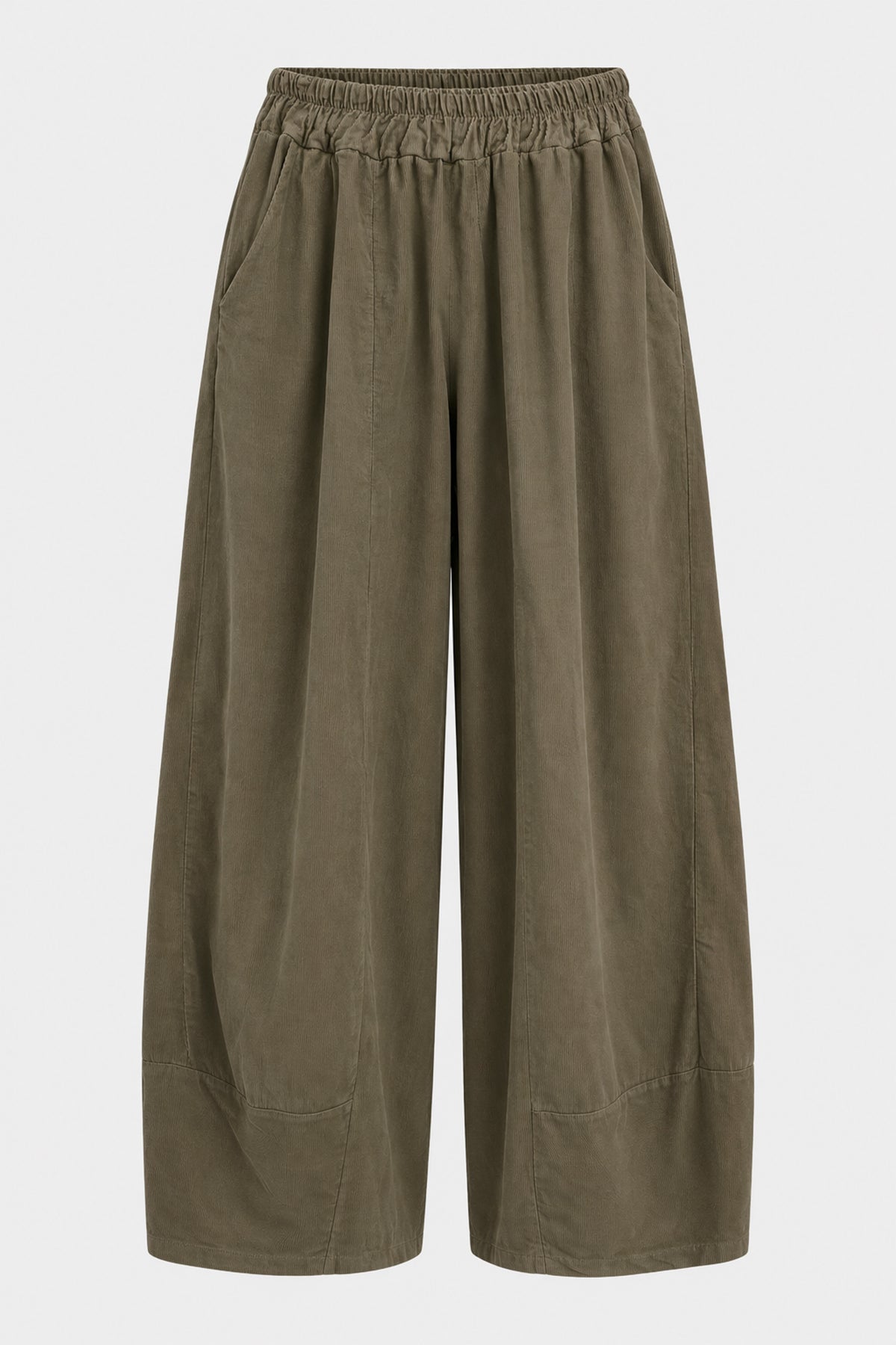 Curved Hem Cotton Cord Trousers