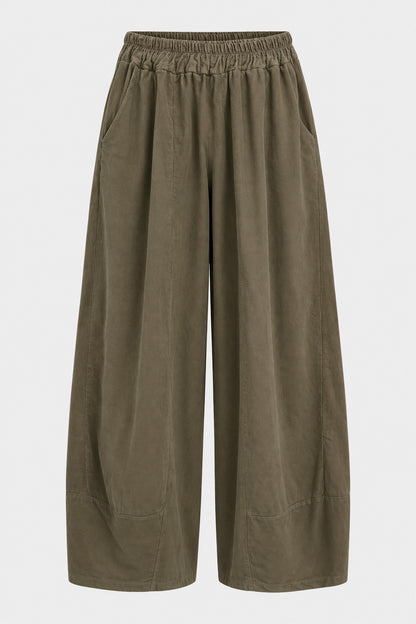 Curved Hem Cotton Cord Trousers