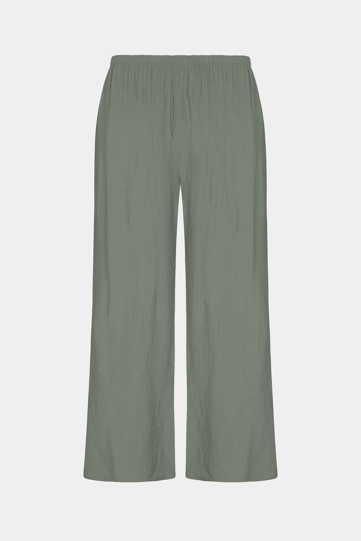 Straight Leg Textured Cotton Trousers