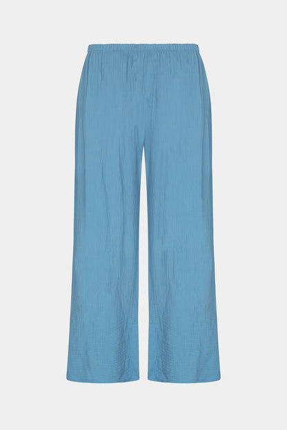 Straight Leg Textured Cotton Trousers