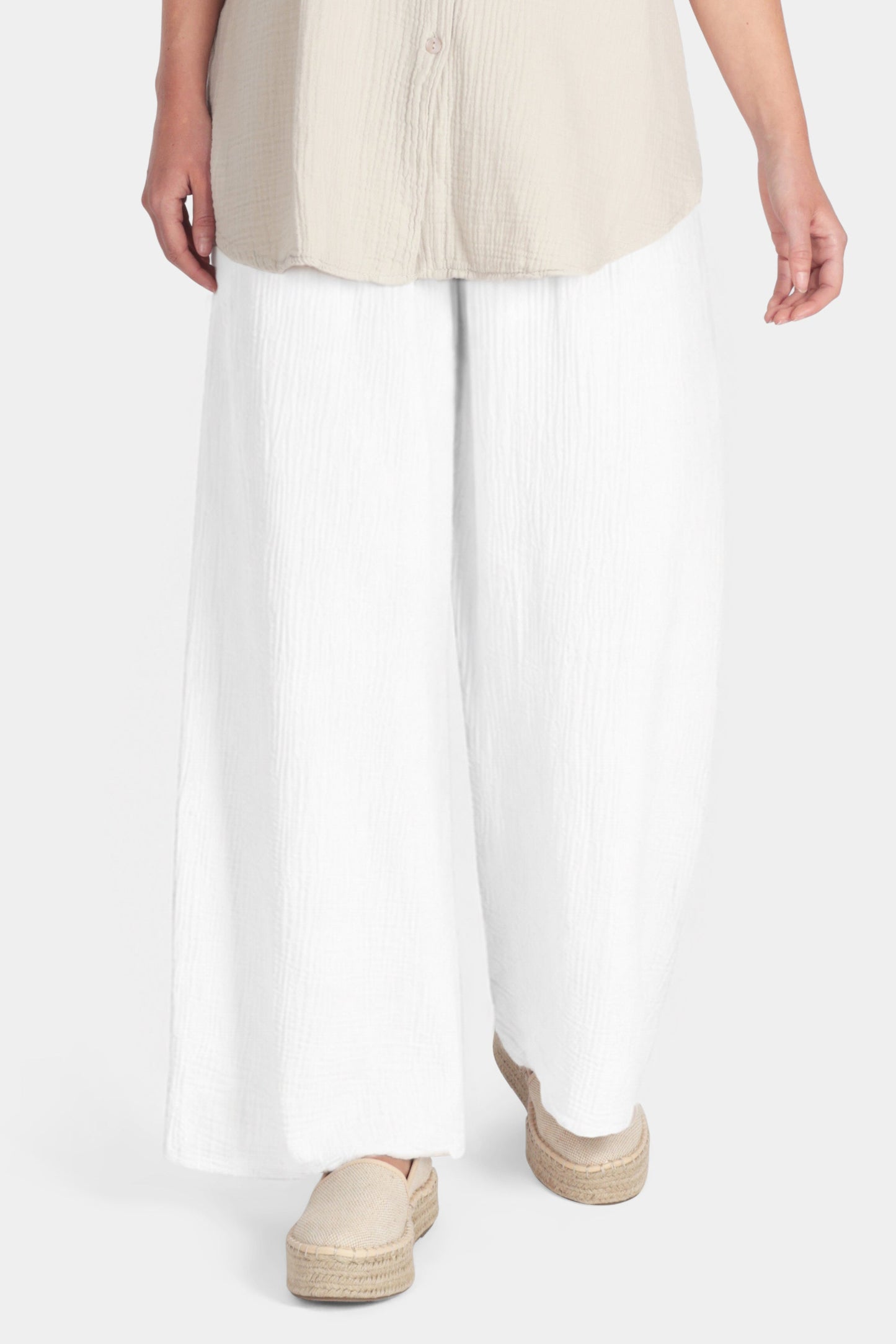 Straight Leg Textured Cotton Trousers