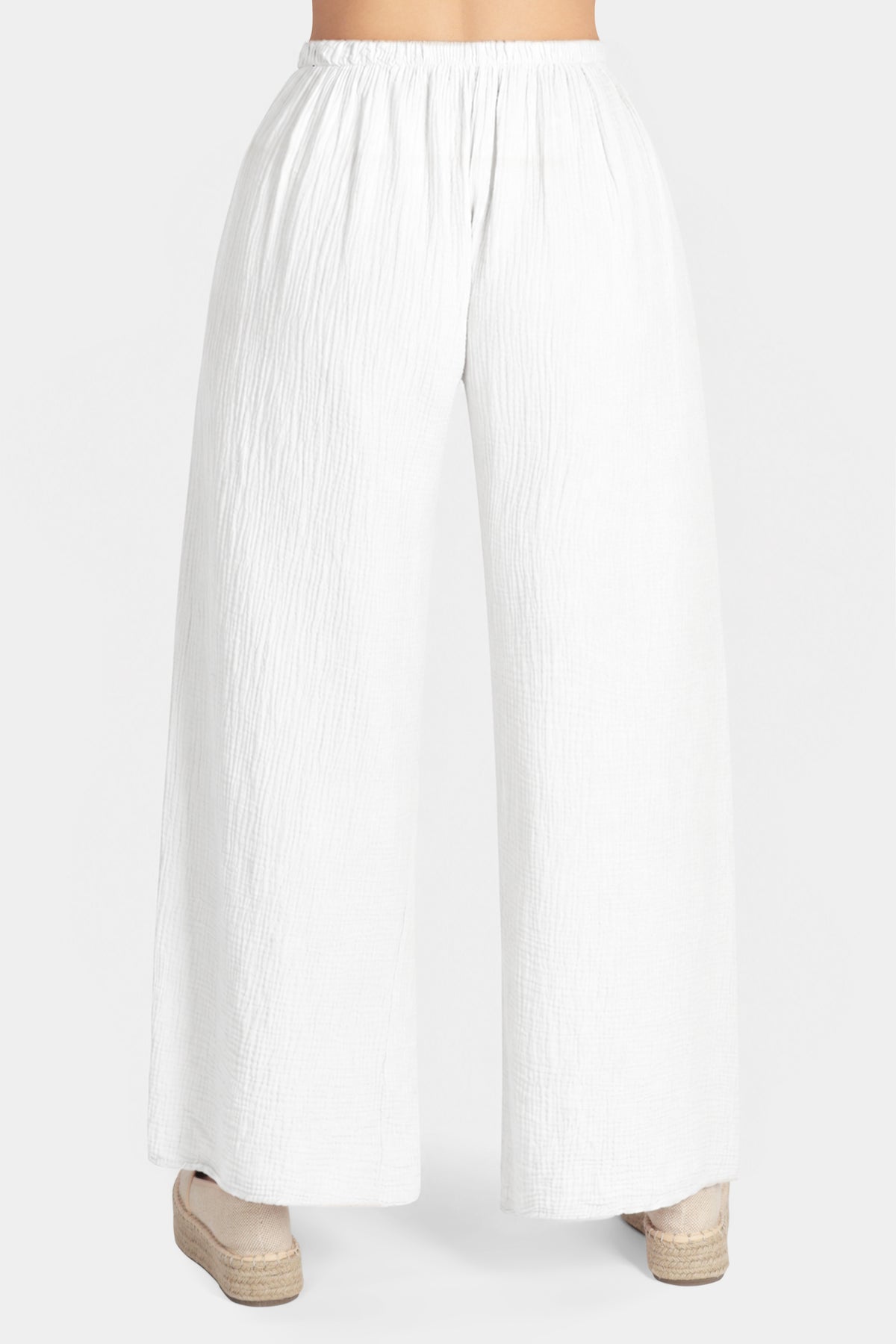 Straight Leg Textured Cotton Trousers