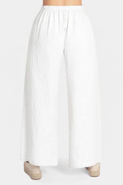 Straight Leg Textured Cotton Trousers