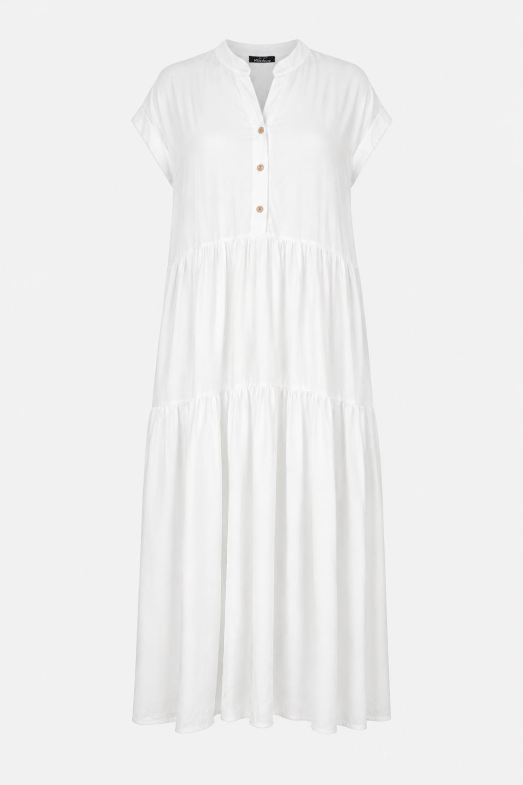 Tiered Button Neck Maxi Dress