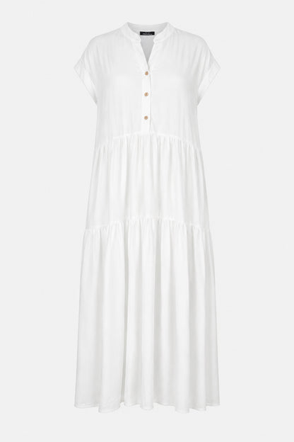 Tiered Button Neck Maxi Dress