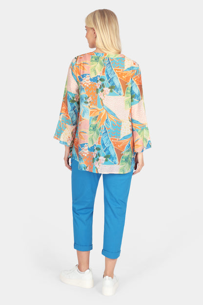 Tropical Art Print Bell Sleeve Shirt