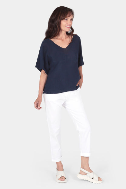 V Neck Cotton Knit Top